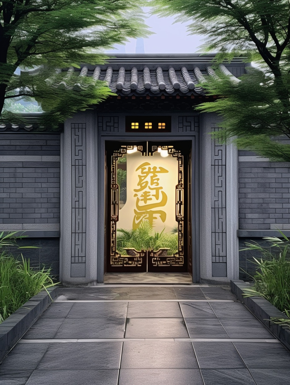 中式庭院里有一扇宝瓶门洞,物体纹理强烈真实,物体反光真实,树叶形状实体不虚,物体真实,氛围感真实强烈-豆友cFxM的文本出图-自由创作作品
