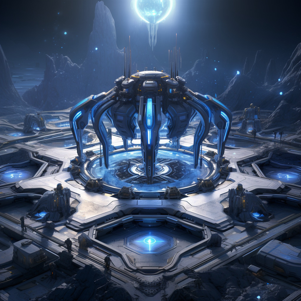 星际争霸，神族基地，高达格纳库-豆友sROs的文本出图-Midjourney模型作品