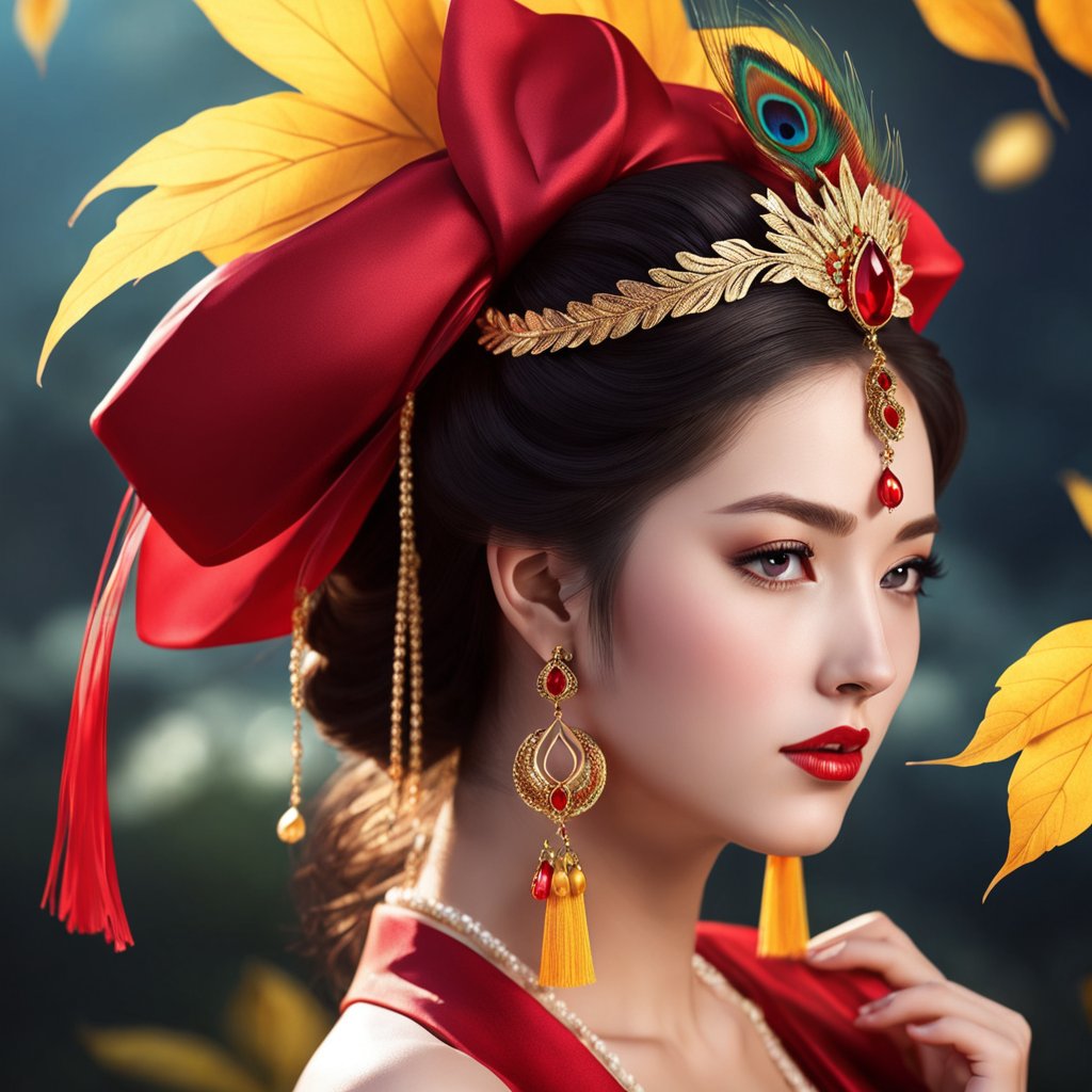 美女,头饰是一支凤钗,耳环是蛇,头发是深红色,腮红,嘟嘴,衣服是黑红色相交的蚕丝裙,左手搭在右手上,-豆友xw-w的文本出图作品-豆绘AI ...