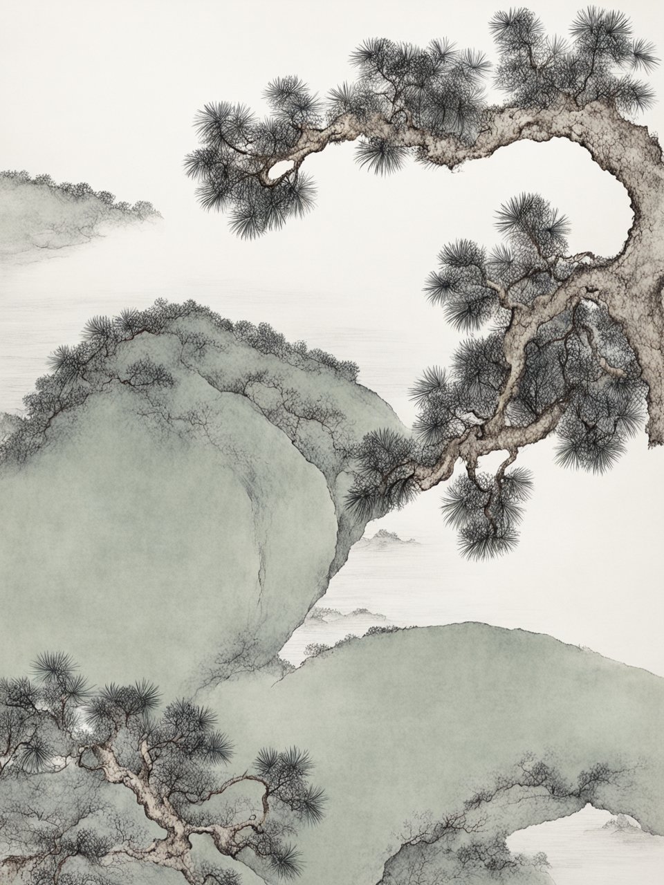 一棵松树,中国传统工笔画风格-豆友ko7E的文本出图作品-豆绘AI - 专业且免费的在线AI绘图设计平台,轻松创作无限可能
