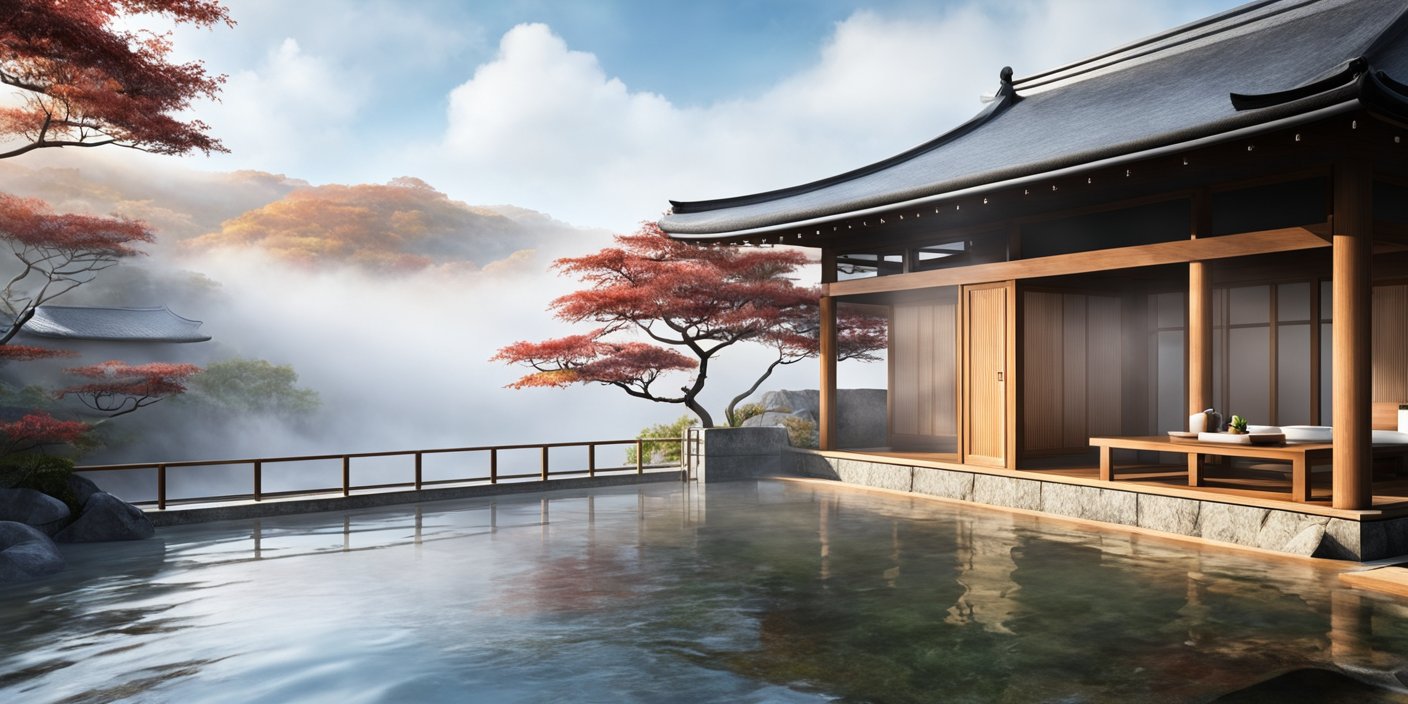 日式温泉,汤泉,露天温泉,雾气,高清写实,天空-豆友Cnuk的文本出图-自定义创作作品