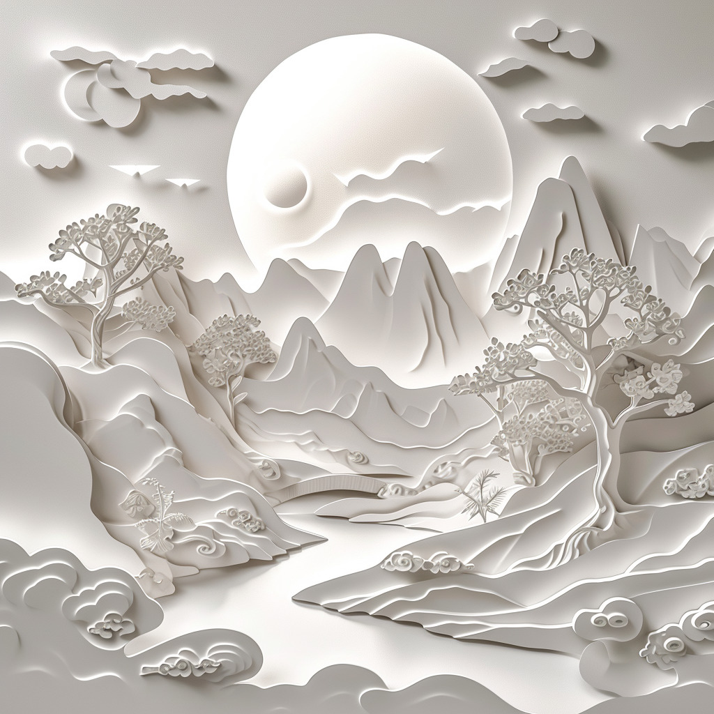 远景,在浅白色的世界里,西双版纳,曲线线条组成,掐丝工艺,剪纸镂空艺术,剪纸艺术,立体剪纸,纸雕,超-豆友y_Cw的文本出图 ...