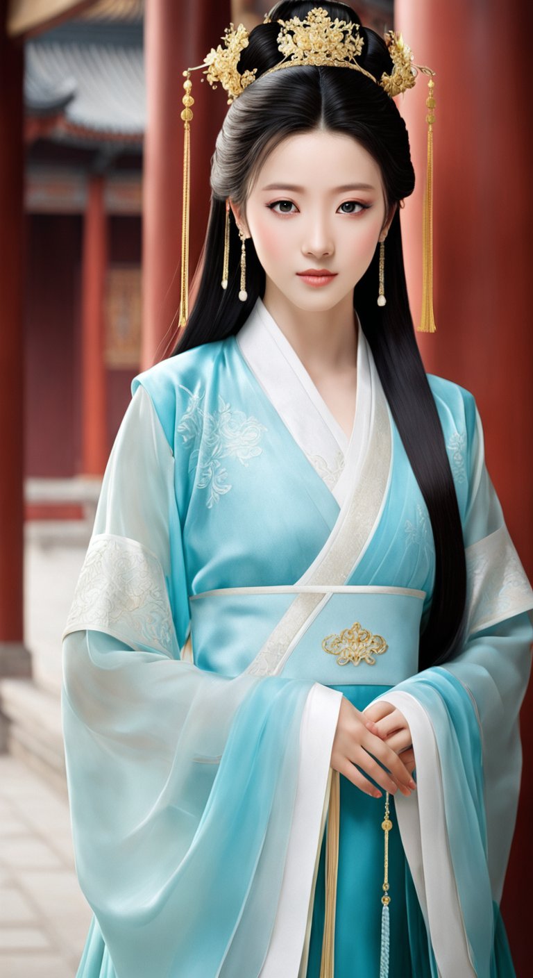 性别:女;年龄:20岁左右;场景:在宫庭大殿;穿着:古代宫庭皇后服装;其它:中国古代美女之一的汉朝的-豆友m1FQ的文本出图-自定义创作作品