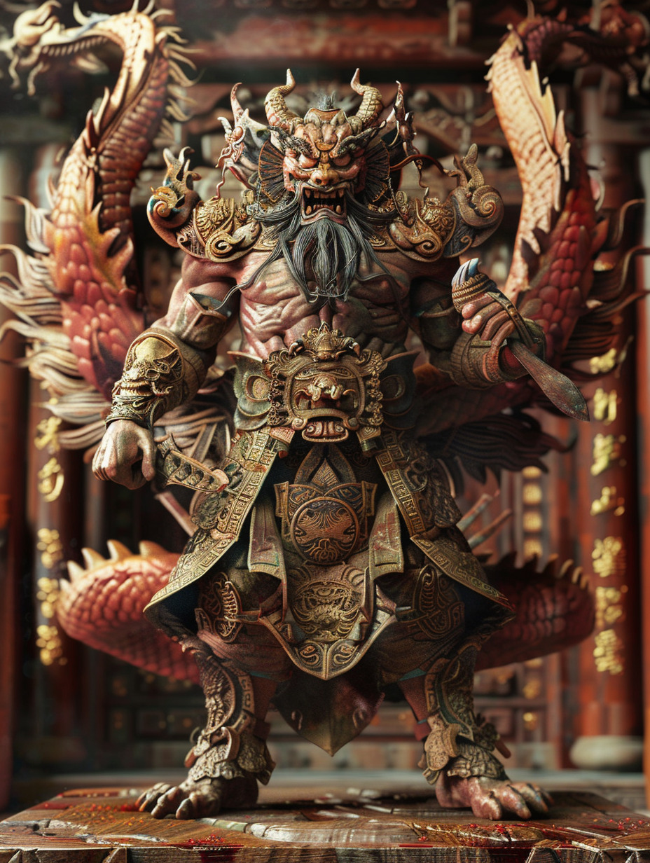 中国古代妖魔,神话妖魔,体型庞大,模样恐怖-聆夜者的文本出图-Midjourney模型作品