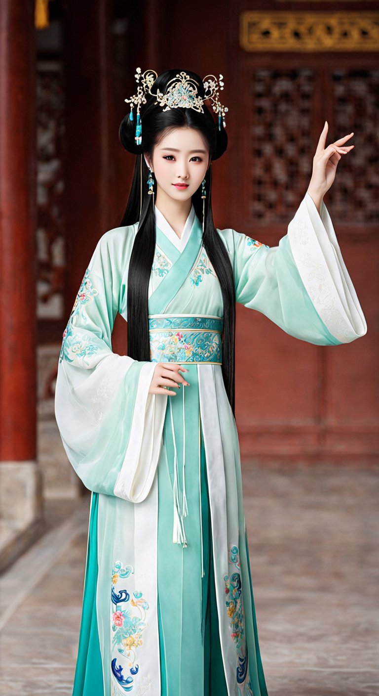性别:女;年龄:20岁左右;场景:在宫庭大殿;穿着:古代宫庭皇后服装;其它:中国古代美女之一的辽国的-豆友m1FQ的文本出图-自定义创作作品