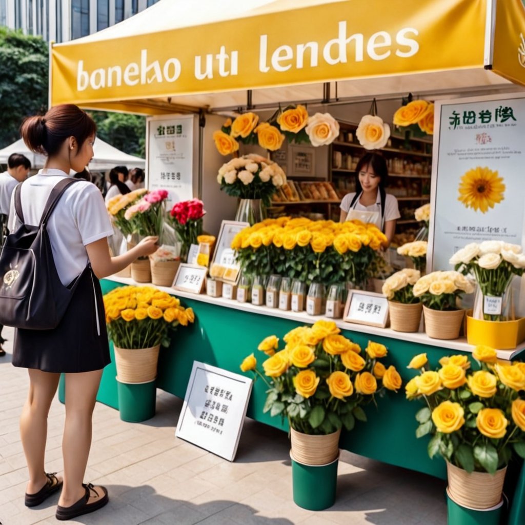 户外店铺,摊位,花店,月季,玫瑰花,写实照片,中远景-豆友Ep_8的文本出图-自定义创作作品