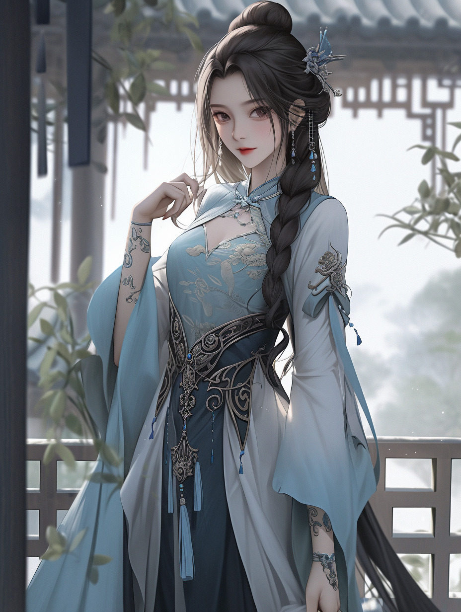 中国古代绝世美女,五官比例完美,长裙,冷艳,尊贵,五官完美,身材苗条,真人,全身-聆夜者的文本出图-Midjourney模型作品