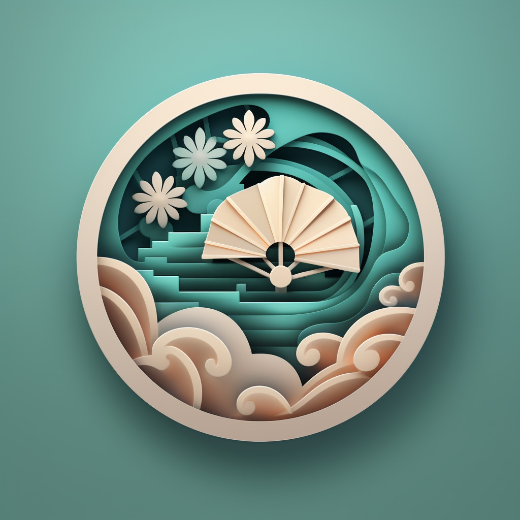 icon设计,平面图标,水晶按钮,中国风,剪纸,泥咕咕,折扇-豆友9501的文本出图-Midjourney模型作品
