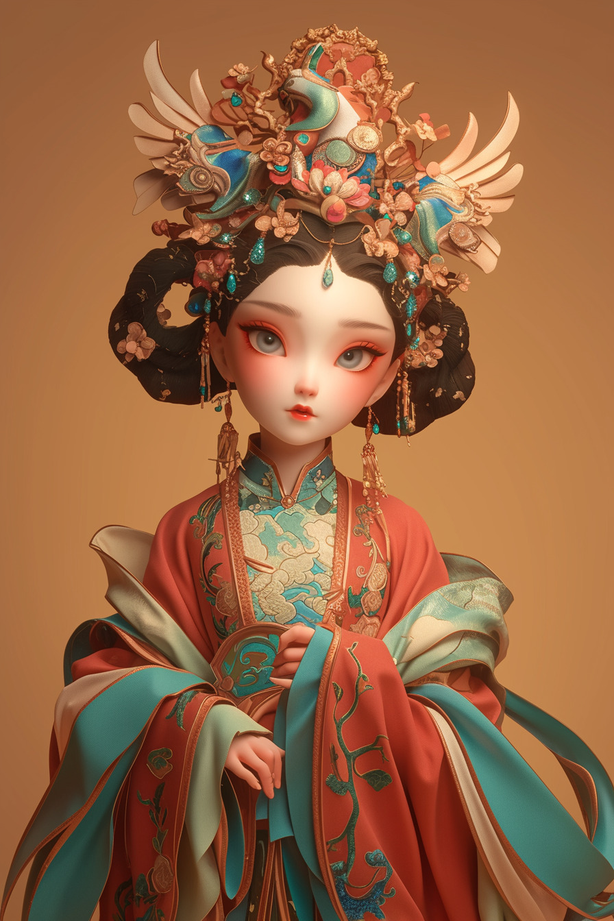 一个仙女在跳舞，以敦煌风格为主，中国神话，粘土材料，童话，前视图，夸张的表达，中国文化，饱满的身体，-豆友MuZw的文本出图 ...
