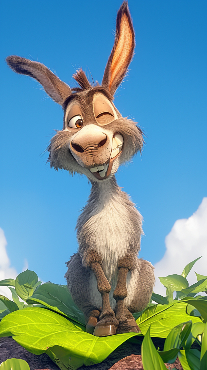 3D cartoon,The image depicts a cartoon donkey with-豆友GHYA的文本出图 ...