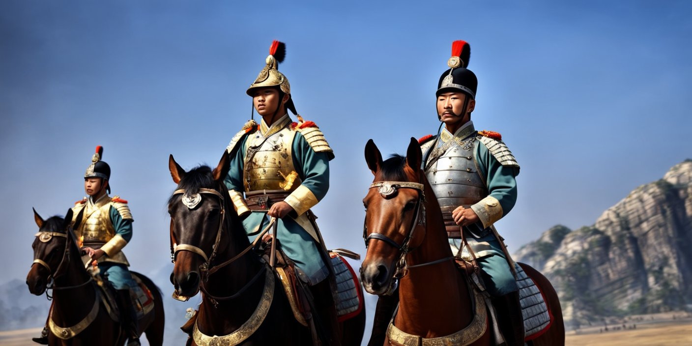 古代打仗的中国士兵 有骑马的士兵 有跑的士兵 面部要精细 激烈的打仗-豆友Bje8的文本出图-自定义创作作品