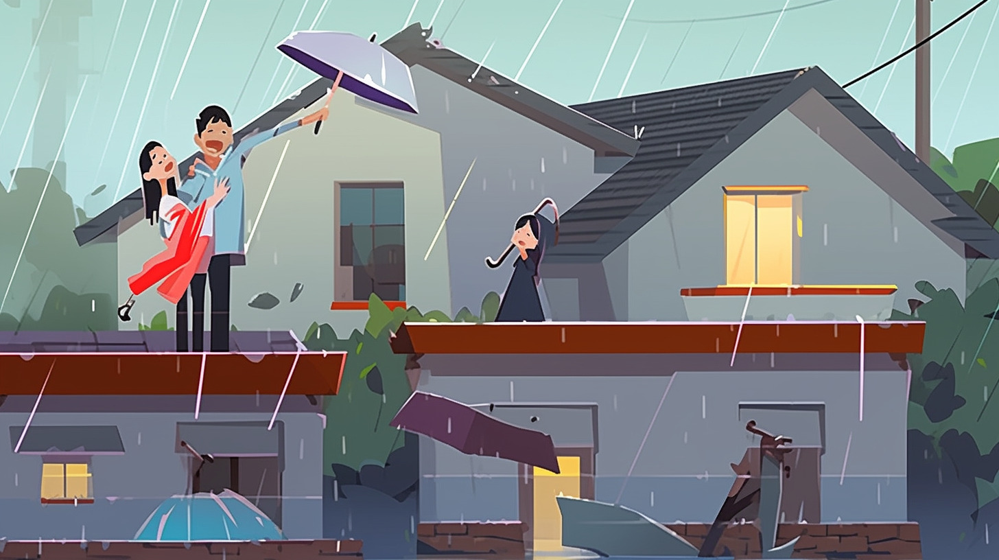 Rainy day, two beautiful Chinese people standing o-豆友z7_M的文本出图 ...