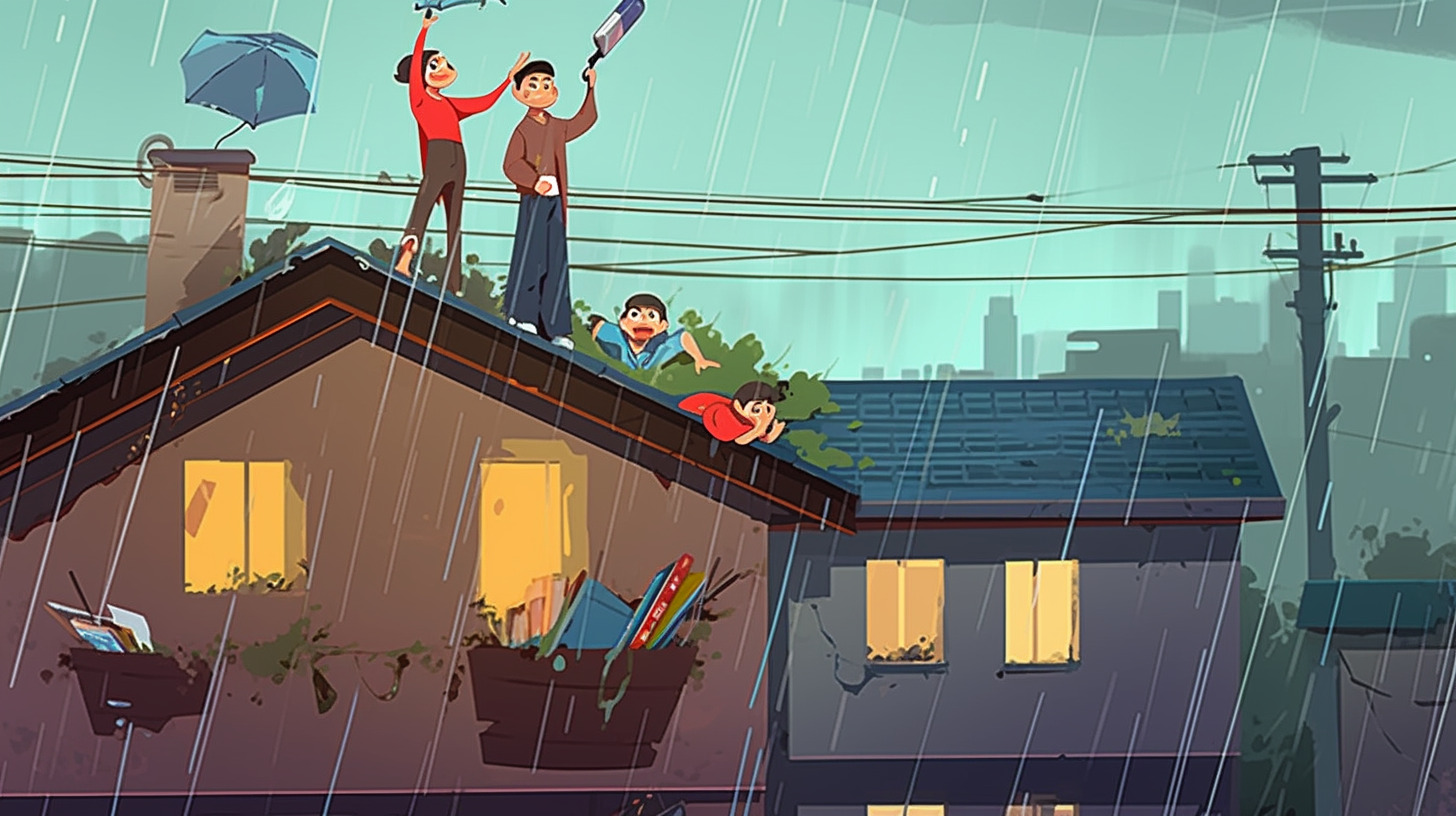 Rainy day, two beautiful Chinese people standing o-豆友z7_M的文本出图 ...