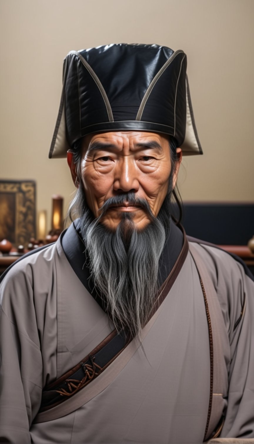 1中国慈祥老人,老中医,单人,面部毛发,中国古代男性角色,面向观众,帽子,胡须,半身像,简单的背景,-豆友VAik的以图出图作品-豆绘AI ...