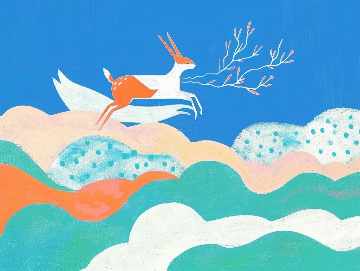 Deer Riding Cat A small cat riding a little deer, floating above t-豆友6xgQ的Midjourney作品 ...