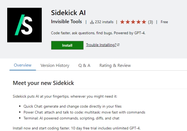 Sidekick AI 是一款强大的 Visual Studio Code 扩展，旨在帮助开发人员更