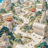 书上雕花景观纹理